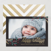 Gold Red Berries Lijst | PRETTIGE FEESTDAGEN Feestdagenkaart (Voorkant / Achterkant)