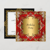 Gold Red Birthday partij rood goud Kaart (Voorkant / Achterkant)