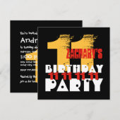 GOLD RED BLACK 11th Birthday Party 11 Year Old V05 Kaart (Voorkant / Achterkant)
