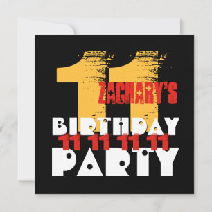 GOLD RED BLACK 11th Birthday Party 11 Year Old V05 Kaart
