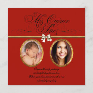 Gold Red Black Foto Quinceanera-uitvindingen Kaart