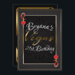 Gold Red Black Queen of Hearts Vegas 21st Birthday Kaart<br><div class="desc">Aanpassen voor elke gebeurtenis</div>