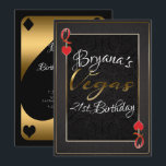 Gold Red Black Queen of Hearts Vegas 21st Birthday Kaart<br><div class="desc">Aanpassen voor elke gebeurtenis</div>