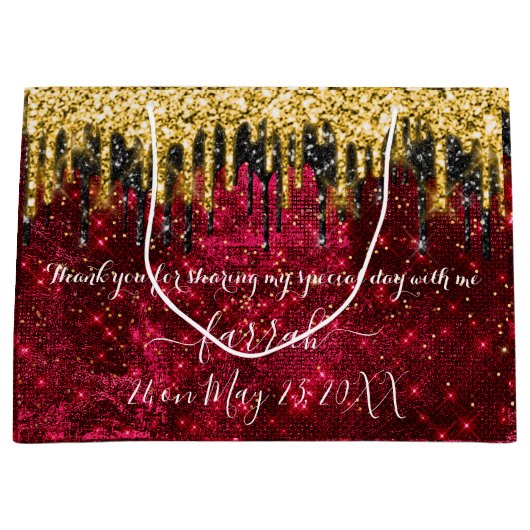 Gold Red Black-schijven voor grote cadeautas (Voorkant)