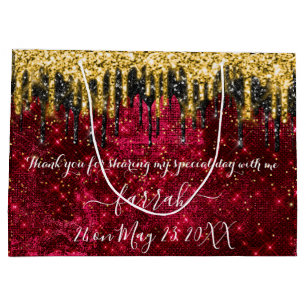 Gold Red Black-schijven voor grote cadeautas