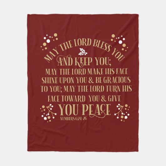  Gold Red Blessing Numbers Scripting Prayer Fleece Deken (Voorkant)