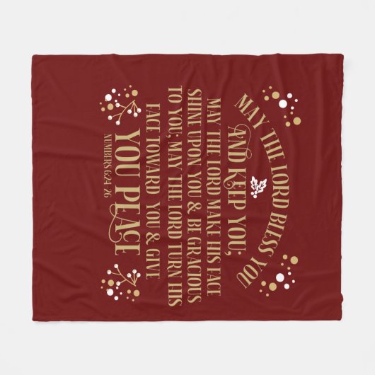  Gold Red Blessing Numbers Scripting Prayer Fleece Deken (Voorkant (Horizontaal))