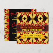 Gold Red Bold Birthday-uitnodiging Kaart (Voorkant / Achterkant)