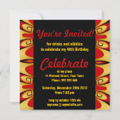 Gold Red Bold Birthday-uitnodiging Kaart (Achterkant)
