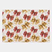 Gold Red Bows Christmas Inpakpapier Vel (Voorkant 2)