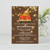 Gold Red Car Merry kerst Brunch Dinner Brown Kaart (Staand voorkant)