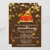 Gold Red Car Merry kerst Brunch Dinner Brown Kaart (Voorkant / Achterkant)