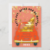 Gold Red Car Merry kerst Brunch Dinner Coral Kaart (Achterkant)