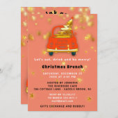 Gold Red Car Merry kerst Brunch Dinner Coral Kaart (Voorkant / Achterkant)