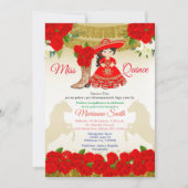 Gold Red Charro Quinceañera Uitnodiging (Voorkant)