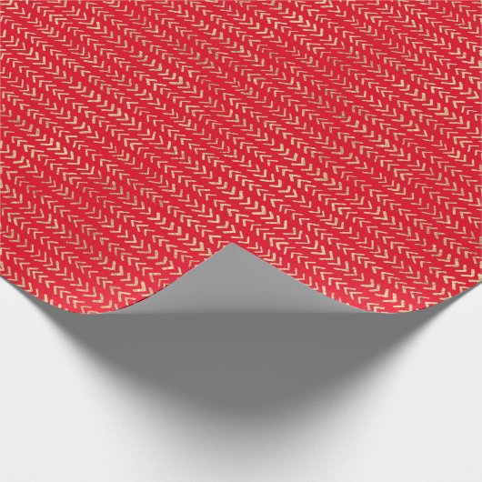 Gold Red Chevron Pattern Cadeaupapier (Hoek)