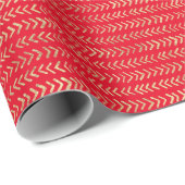 Gold Red Chevron Pattern Cadeaupapier (Rol Hoek)