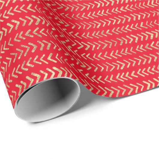 Gold Red Chevron Pattern Cadeaupapier (Rol Hoek)