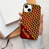 Gold Red Chevron - persoonlijk Case-Mate iPhone Case