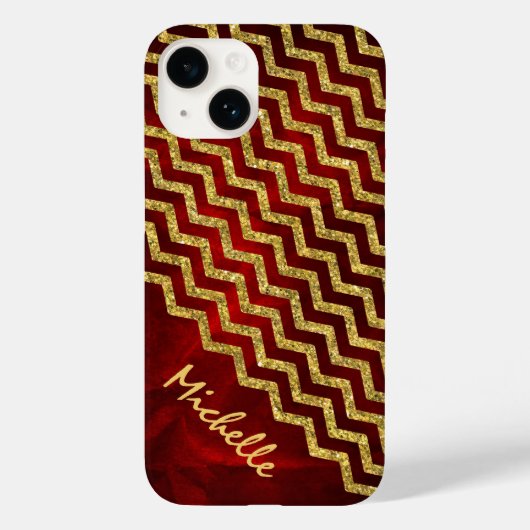 Gold Red Chevron - persoonlijk Case-Mate iPhone Case (Achterkant)