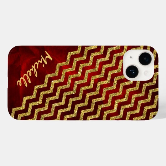 Gold Red Chevron - persoonlijk Case-Mate iPhone Case (Achterkant (horizontaal))