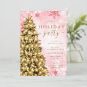 Gold Red Christmas Tree Company Vakantie Feest Kaart (Staand voorkant)