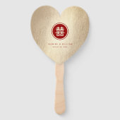 Gold Red Circle Double Happiness Chinese bruiloft Handwaaier (Voorkant)