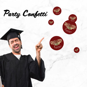 Gold Red Classic Graduparty Afstudeerders naam Confetti
