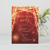 Gold Red Company Holiday Party String Lights Kaart (Staand voorkant)