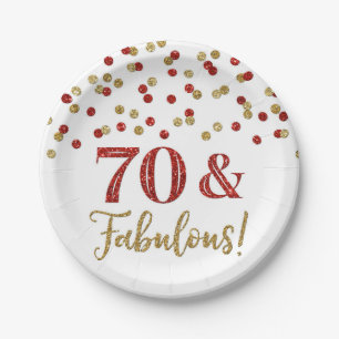 Gold Red Confetti 70 en Fabulous Papieren Bordje