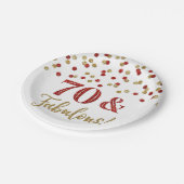 Gold Red Confetti 70 en Fabulous Papieren Bordje (Gekanteld)
