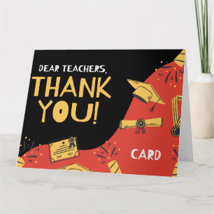 Gold Red Confetti Teacher Birthday Kaart