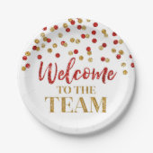 Gold Red Confetti Welkom bij het team Papieren Bordje (Voorkant)