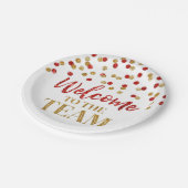 Gold Red Confetti Welkom bij het team Papieren Bordje (Gekanteld)