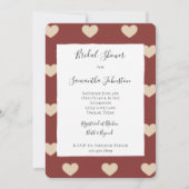 Gold Red Cream Glitter Hearts Bridal Shower Kaart (Voorkant)