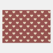 Gold Red Cream Glitter Hearts Valentine's Day Inpakpapier Vel (Voorkant)