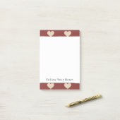 Gold Red Cream Glitter Hearts Valentine's Day Post-it® Notes (Op bureau)