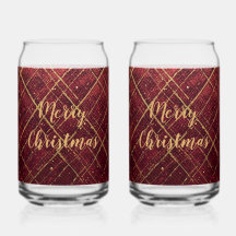 Gold Red Cross Pattern, Gold Merry Christmas ,