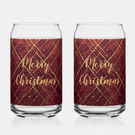 Gold Red Cross Pattern, Gold Merry Christmas , Blikvorm Glas