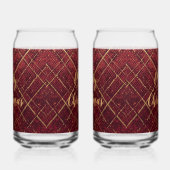 Gold Red Cross Pattern, Gold Merry Christmas , Blikvorm Glas (Links)