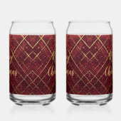 Gold Red Cross Pattern, Gold Merry Christmas , Blikvorm Glas (Rechts)