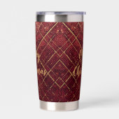 Gold Red Cross Pattern, Gold Merry Christmas , Geïsoleerde Drinkbeker (Links)
