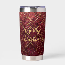 Gold Red Cross Pattern, Gold Merry Christmas , Geïsoleerde Drinkbeker