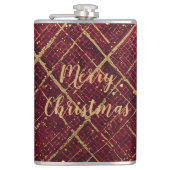 Gold Red Cross Pattern, Gold Merry Christmas Heupfles (Voorkant)