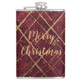 Gold Red Cross Pattern, Gold Merry Christmas Heupfles