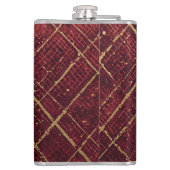 Gold Red Cross Pattern, Gold Merry Christmas Heupfles (Achterkant)