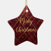 Gold Red Cross Pattern, Gold Merry Christmas , Keramisch Ornament (Rechts)