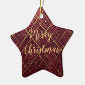 Gold Red Cross Pattern, Gold Merry Christmas , Keramisch Ornament (Links)