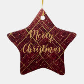 Gold Red Cross Pattern, Gold Merry Christmas , Keramisch Ornament (Achterkant)