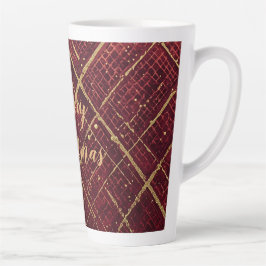 Gold Red Cross Pattern, Gold Merry Christmas , Latte Mok